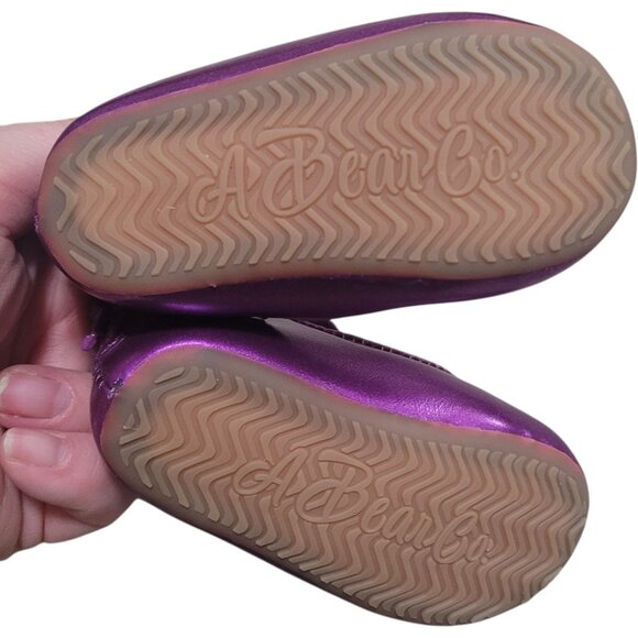 NEW A Bear Co Toddler Size 3 Smooth Glitter Ballerina Flats Vivid Purple - Picture 6 of 8